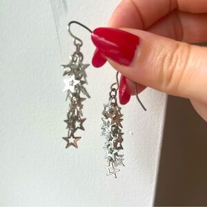 Silver Star Drop Earrings